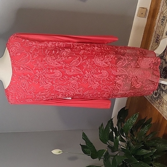 Soft Surroundings Pink Embroidered Silk Lace Hi Lo Lined Tunic Size L - Picture 3 of 12